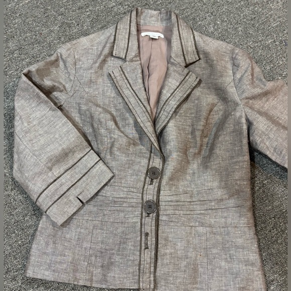 Coldwater Creek brown lined linen blend jacket size 10 see note - Picture 1 of 10